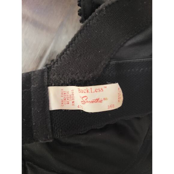 Vintage 1980s Backless by Smoothie Womens Sz 36B Lace Bra Corset Black Sexy - Picture 7 of 8